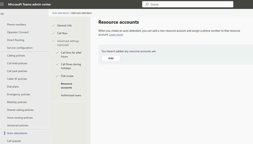 Resource Account tab